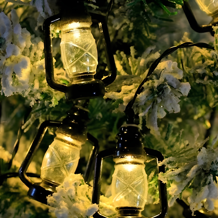 Ghirlanda solara LED VarioShop®, pentru gradina, balcon si terasa, 50 felinare cu lumina calda, 8 moduri, aprindere automata la amurg, 6,9 m, negru [11]