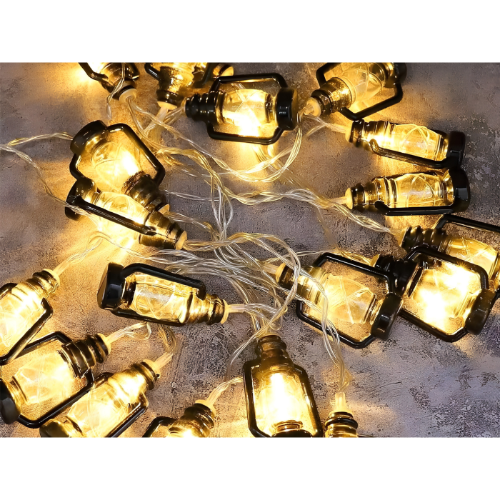 Ghirlanda solara LED VarioShop®, pentru gradina, balcon si terasa, 50 felinare cu lumina calda, 8 moduri, aprindere automata la amurg, 6,9 m, negru [15]