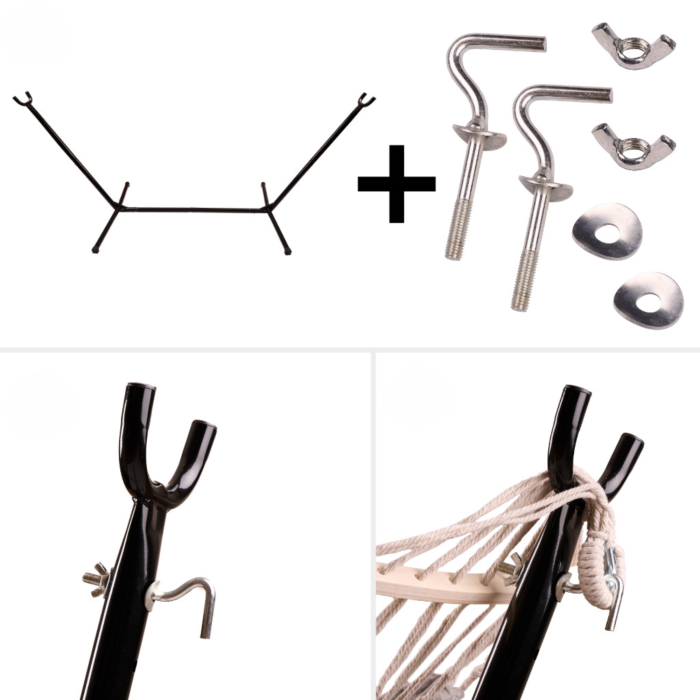 Hamac cu cadru metalic VarioShop®, reglare inaltime 6 niveluri, suport 150 kg, material textil rezistent, pliabil cu geanta transport, pentru terasa si balcon [9]