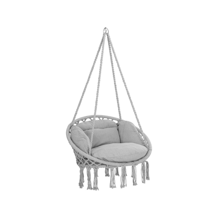 Hamac cu perna VarioShop®, tip fotoliu suspendat, cuib de barza, stil boho, leagan pentru gradina, balcon si terasa, rezistent 120 kg, rotire 360° [10]