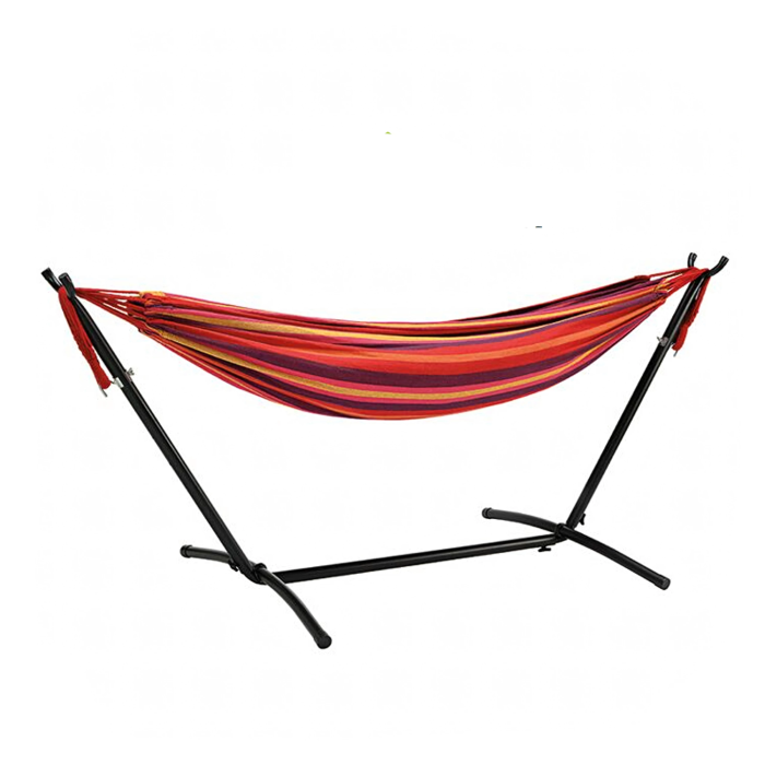 Hamac cu suport metalic si cadru din otel VarioShop®, greutate maxima 150 kg, montaj rapid, structura stabila, pentru terasa, balcon si camping, 185x80 cm [6]