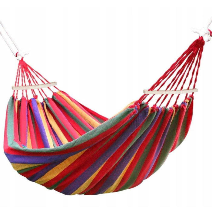 Hamac de gradina 250x150 cm VarioShop®, sarcina maxima 280 kg, bumbac rezistent, cu franghii si geanta transport, pentru exterior si interior [7]