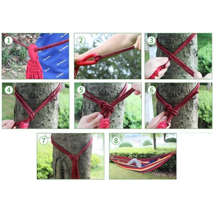 Hamac de gradina 250x150 cm VarioShop®, sarcina maxima 280 kg, bumbac rezistent, cu franghii si geanta transport, pentru exterior si interior [6]