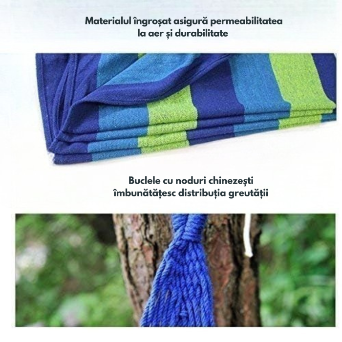 Hamac dublu VarioShop®, pentru 2 persoane, sarcina maxima 200 kg, husa transport, usor de montat, 250x150 cm, verde/albastru [2]
