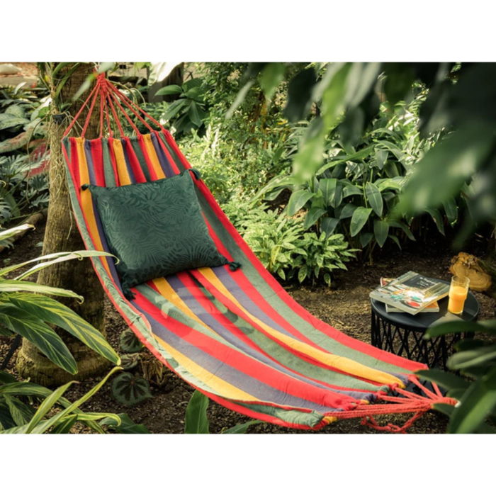 Hamac gradina dublu XXL 200x150 cm, confortabil pentru doua persoane, portabil, durabil, cu dungi, ideal gradina, terasa si camping [5]