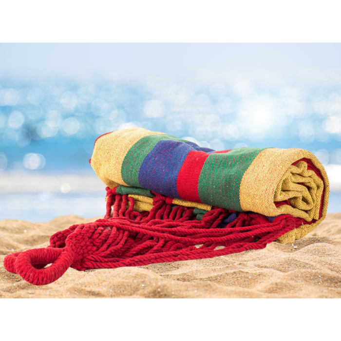 Hamac gradina dublu XXL 200x150 cm, confortabil pentru doua persoane, portabil, durabil, cu dungi, ideal gradina, terasa si camping [8]