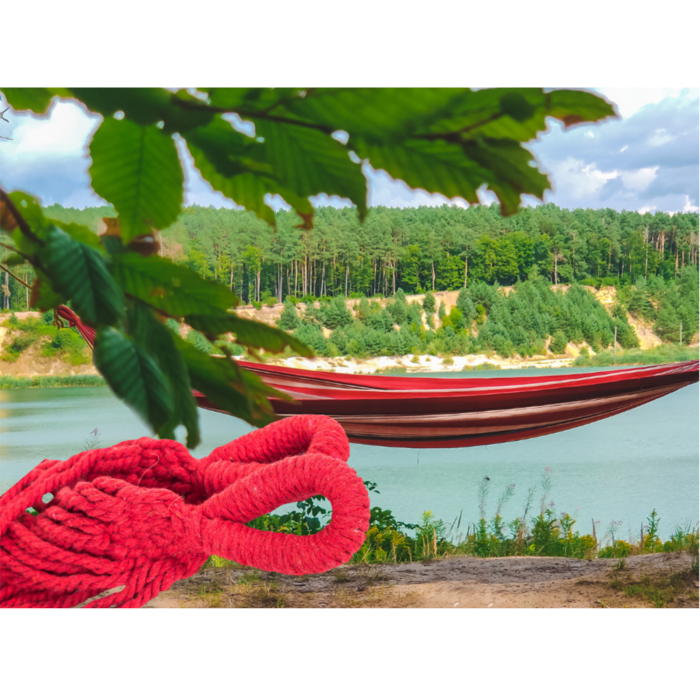 Hamac gradina dublu XXL 200x150 cm, confortabil pentru doua persoane, portabil, durabil, cu dungi, ideal gradina, terasa si camping [4]