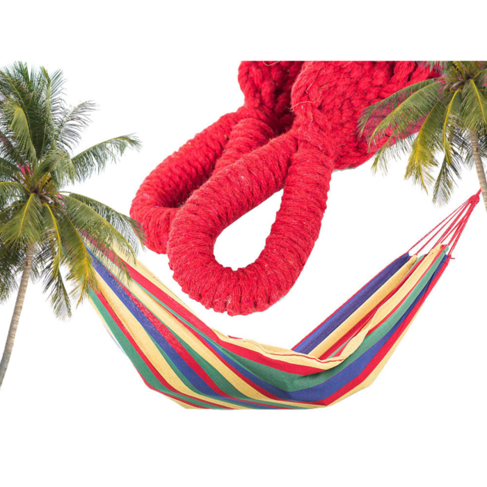 Hamac gradina dublu XXL 200x150 cm, confortabil pentru doua persoane, portabil, durabil, cu dungi, ideal gradina, terasa si camping [3]