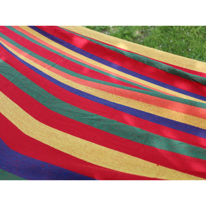 Hamac gradina dublu XXL 200x150 cm, confortabil pentru doua persoane, portabil, durabil, cu dungi, ideal gradina, terasa si camping [9]