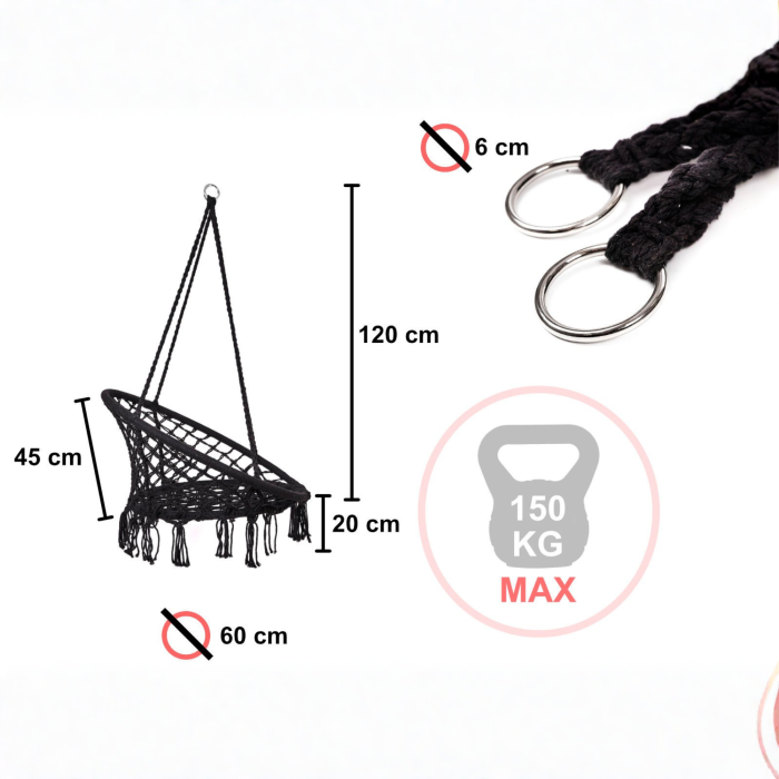 Hamac suspendat tip fotoliu VarioShop® cu perne – Relaxare totală în casa sau grădina ta [5]