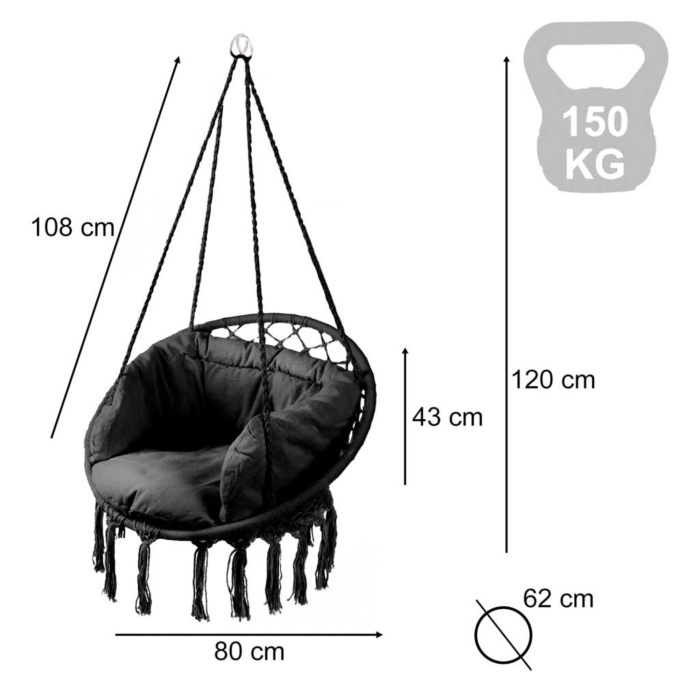 Hamac suspendat tip fotoliu VarioShop® cu perne – Relaxare totală în casa sau grădina ta [4]