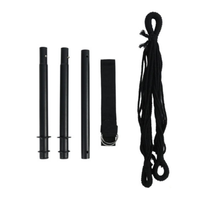 Hamac tip leagan suspendat pentru casa sau gradina VarioShop®, cu cadru din lemn, pentru interior/exterior, 220 x 100 x 115 cm, greutate maxima 150 kg, Negru [6]