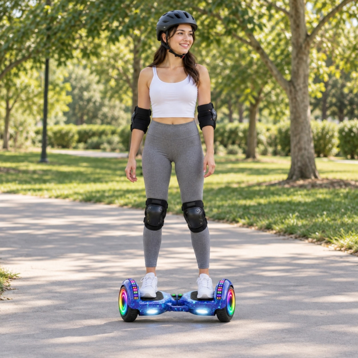 Hoverboard electric VarioShop®, cu roti de 25,4 cm, LED-uri si boxe Bluetooth integrate, viteza maxima 13 km/h, 63 x 27 x 27 cm, incarcator si set de protectii incluse [5]