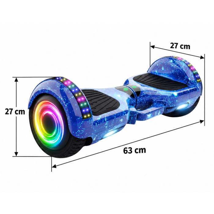 Hoverboard electric VarioShop®, cu roti de 25,4 cm, LED-uri si boxe Bluetooth integrate, viteza maxima 13 km/h, 63 x 27 x 27 cm, incarcator si set de protectii incluse [4]