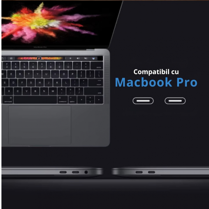 Hub Adaptor Multiport 6 in 1 VarioShop®, pentru Macbook/Laptop, USB 3.0, Micro SD/SD Card Reader, TF, Type C(PD), Gri [5]