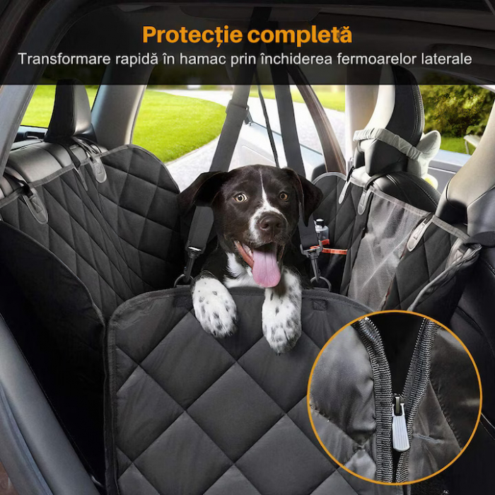 Husa Auto Profesionala VarioShop®, Pentru Protectie si Transport Animale, Caini si Pisici Destinata Banchetei Auto sau Portbagajului, Fereastra Observare, Sectiuni Laterale tip Hamac, Antialunecare, I [2]