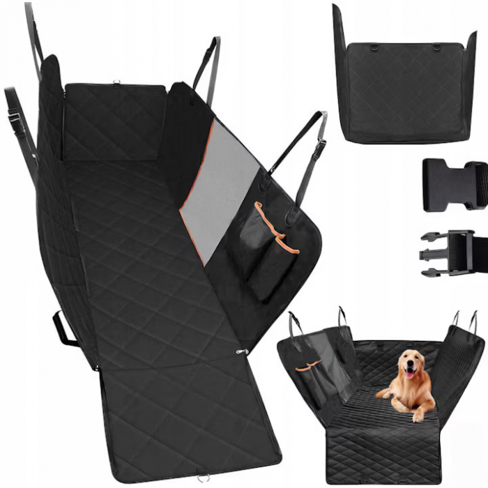 Husa Auto Profesionala VarioShop®, Pentru Protectie si Transport Animale, Caini si Pisici Destinata Banchetei Auto sau Portbagajului, Fereastra Observare, Sectiuni Laterale tip Hamac, Antialunecare, I [11]