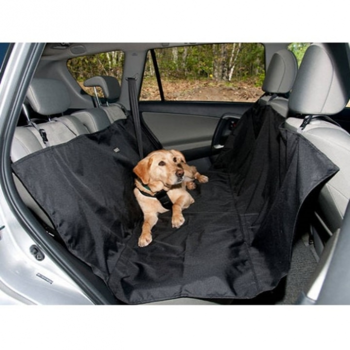Husa bancheta auto VarioShop® pentru protectie si transport animale, caini si pisici, usor de utilizat si de curatat, antizgarieturi, impermeabila, universala, 144 x 144 cm, negru [2]