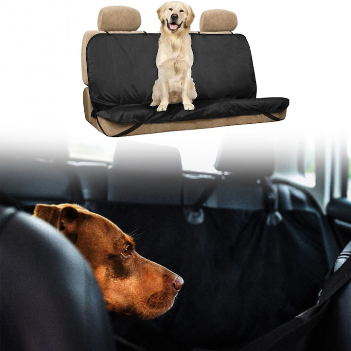 Husa bancheta auto VarioShop® pentru protectie si transport animale, caini si pisici, usor de utilizat si de curatat, antizgarieturi, impermeabila, universala, 144 x 144 cm, negru [13]