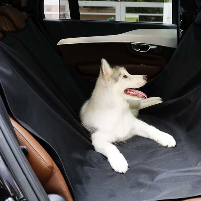 Husa bancheta auto VarioShop® pentru protectie si transport animale, caini si pisici, usor de utilizat si de curatat, antizgarieturi, impermeabila, universala, 144 x 144 cm, negru [19]