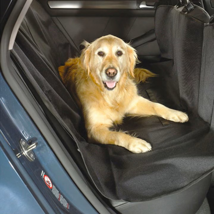 Husa bancheta auto VarioShop® pentru protectie si transport animale, caini si pisici, usor de utilizat si de curatat, antizgarieturi, impermeabila, universala, 144 x 144 cm, negru [10]