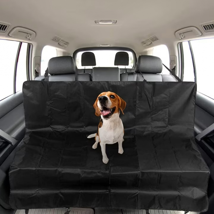 Husa bancheta auto VarioShop® pentru protectie si transport animale, caini si pisici, usor de utilizat si de curatat, antizgarieturi, impermeabila, universala, 144 x 144 cm, negru [9]