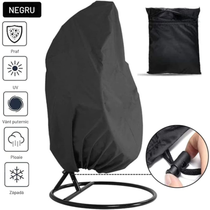 Husa de protectie pentru scaun de gradina VarioShop®, impermeabila, rezistenta extinsa, usor de depozitat, material oxford, sezon toamna-iarna, 450 x 155 cm, Negru [2]