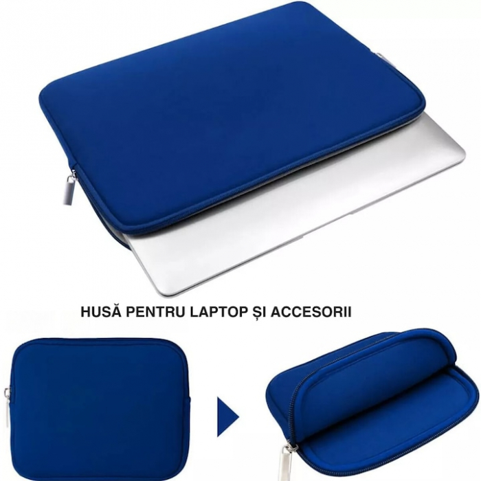 Husa de Protectie si Transport pentru Laptop VarioShop®, pana la 13 inch, cu Burete Antisoc, Rezistena la Apa, Compatibila cu Apple MacBook Air, MacBook Pro Touch, 34 x 1.7 x 25.5 cm, Albastru [3]