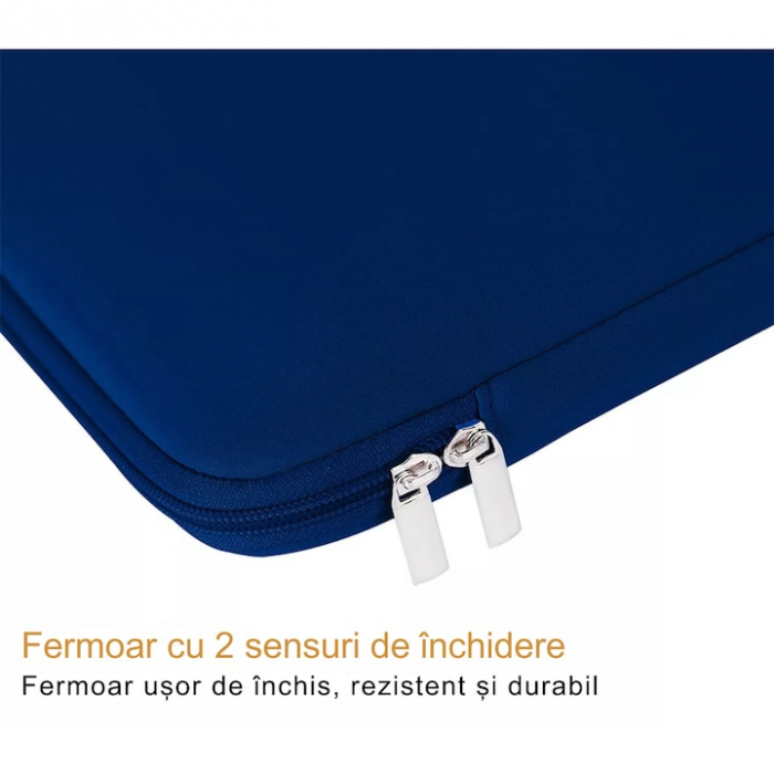 Husa de Protectie si Transport pentru Laptop VarioShop®, pana la 13 inch, cu Burete Antisoc, Rezistena la Apa, Compatibila cu Apple MacBook Air, MacBook Pro Touch, 34 x 1.7 x 25.5 cm, Albastru [4]