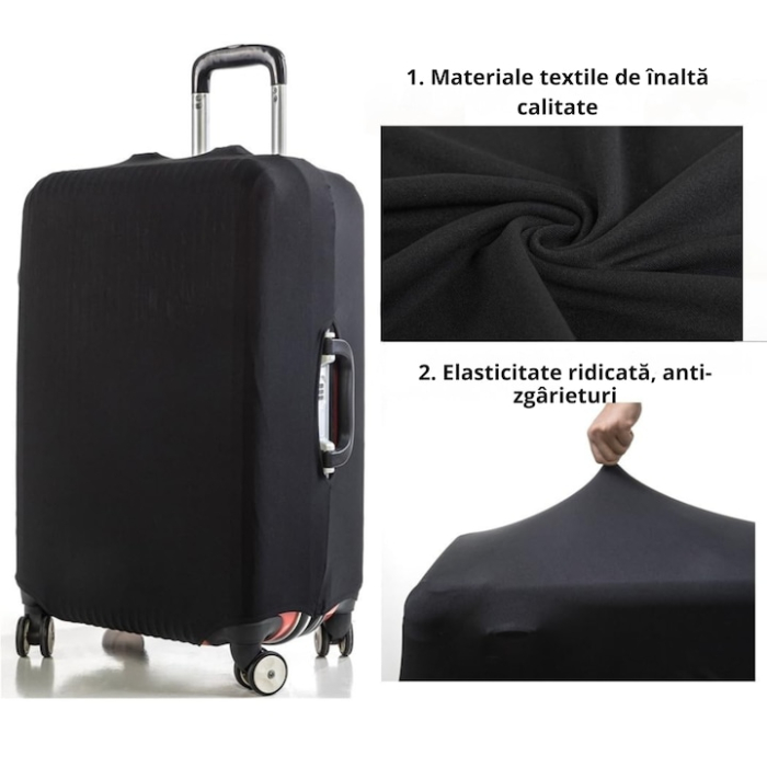 Husa de Valiza Elastica VarioShop®, Marime Medie M, Impermeabila, Rezistenta la Zgarieturi, Usor de Montat, Culoare Neagra [2]