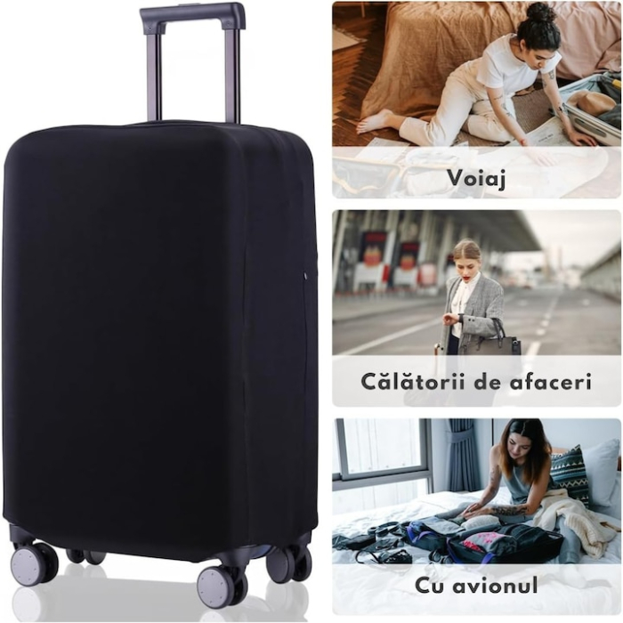 Husa de Valiza Elastica VarioShop®, Marime Medie M, Impermeabila, Rezistenta la Zgarieturi, Usor de Montat, Culoare Neagra [8]
