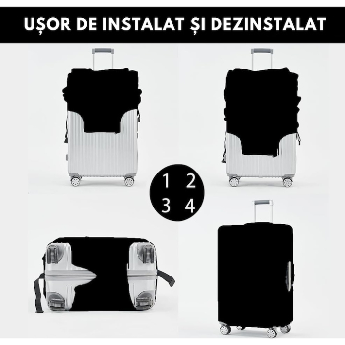 Husa de Valiza Elastica VarioShop®, Marime Medie M, Impermeabila, Rezistenta la Zgarieturi, Usor de Montat, Culoare Neagra [4]