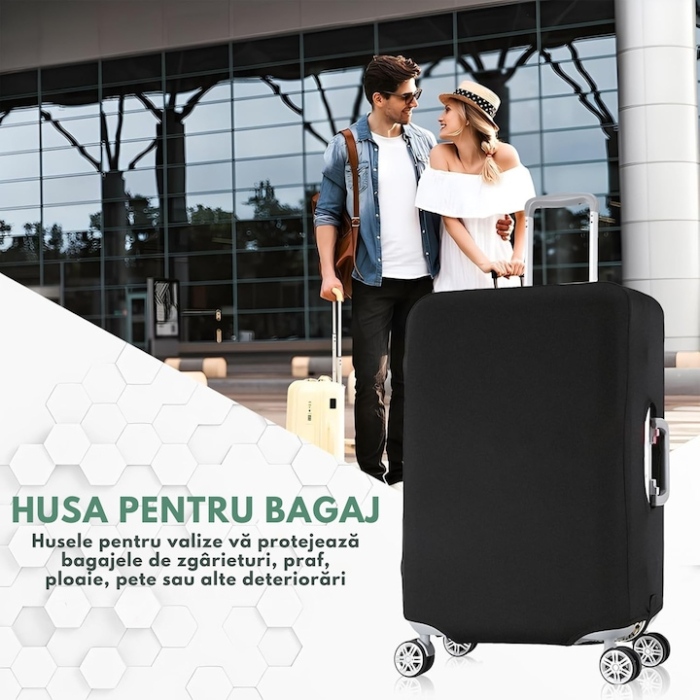 Husa de Valiza Elastica VarioShop®, Marime Medie M, Impermeabila, Rezistenta la Zgarieturi, Usor de Montat, Culoare Neagra [3]