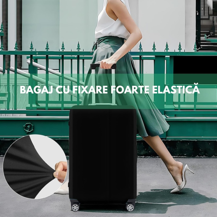 Husa de Valiza Elastica VarioShop®, Marime Medie M, Impermeabila, Rezistenta la Zgarieturi, Usor de Montat, Culoare Neagra [7]