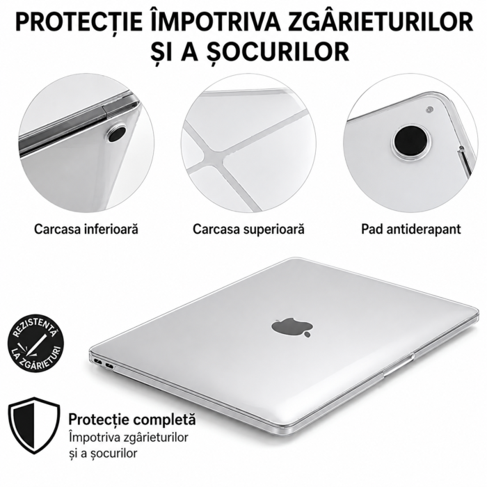 Husa laptop MacBook Air 13.3 VarioShop®, protectie policarbonat, antizgariere, picioare antiderapante, transparenta [2]