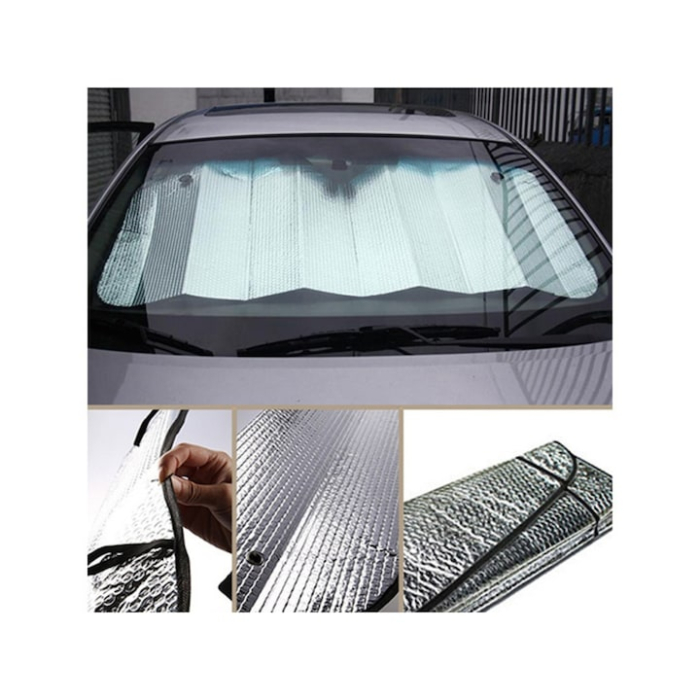 Husa parasolar auto universala reflectorizanta pentru parbriz VarioShop®, protectie solara vara si anti-inghet iarna, material rezistent impermeabil, grosime 4 mm, dimensiune 130 x 60 cm [4]