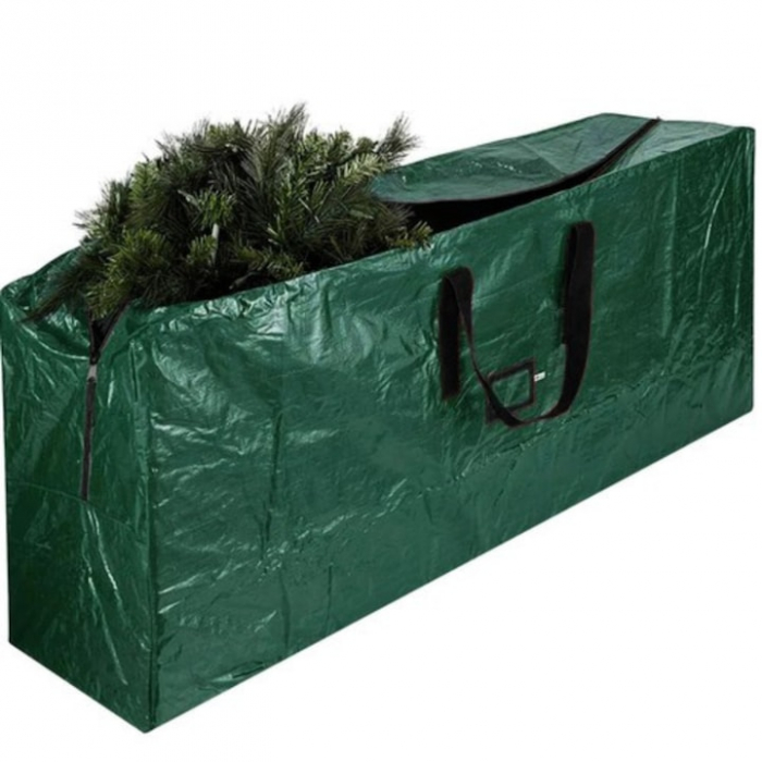 Husa pentru depozitarea bradului de Craciun VarioShop®, protectie impotriva prafului, murdariei, apei, cu manere, fermoar, usor de transportat, 165 x 75 x 37 cm, Verde [9]