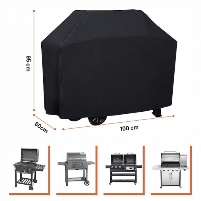 Husa pentru gratar VarioShop®, Rezistenta la apa si la raze UV, Material impermeabil si durabil, 95 x 100 x 60 cm, Negru [2]