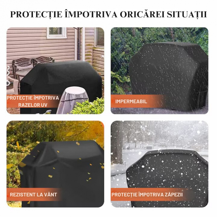 Husa pentru gratar VarioShop®, Rezistenta la apa si la raze UV, Material impermeabil si durabil, 95 x 100 x 60 cm, Negru [3]