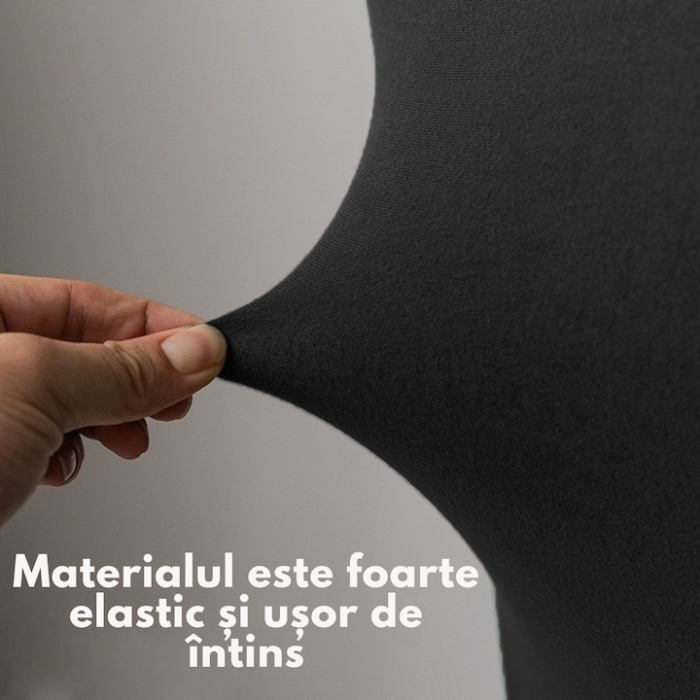 Husa pentru scaun de birou VarioShop®, universala, lavabila, inaltime spatar 80 cm, fermoar si banda elastica, 40 x 45 x 9 cm, Negru [5]