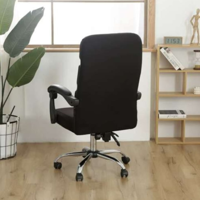 Husa pentru scaun de birou VarioShop®, universala, lavabila, inaltime spatar 80 cm, fermoar si banda elastica, 40 x 45 x 9 cm, Negru [9]