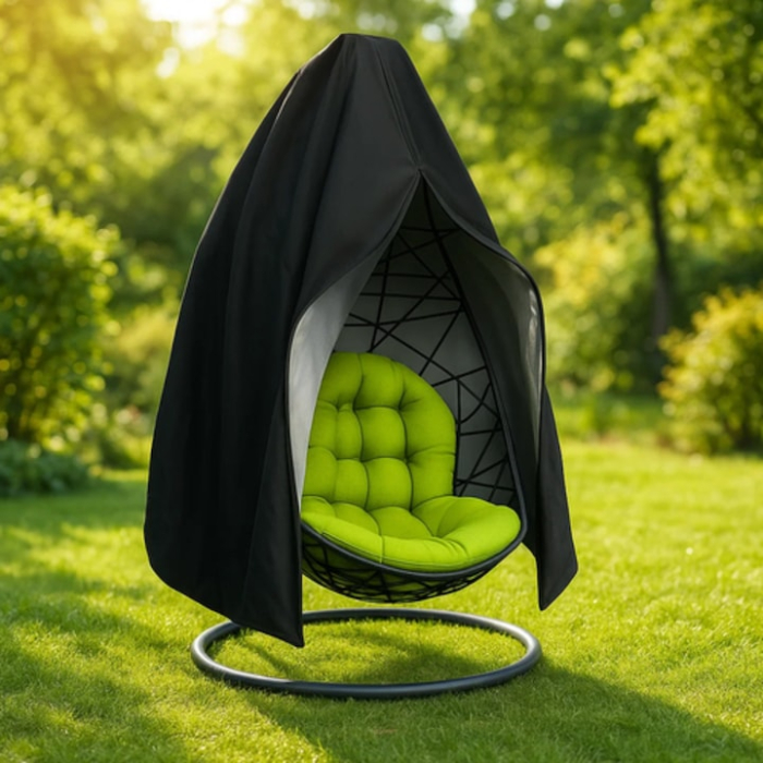 Husa pentru scaun de gradina VarioShop®, tip ou, impermeabila, rezistenta la UV, husa de depozitare, 168 × 115 cm, neagra [9]