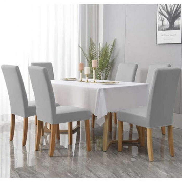 Husa pentru scaun VarioShop®, elastica universala, din catifea, gri [10]
