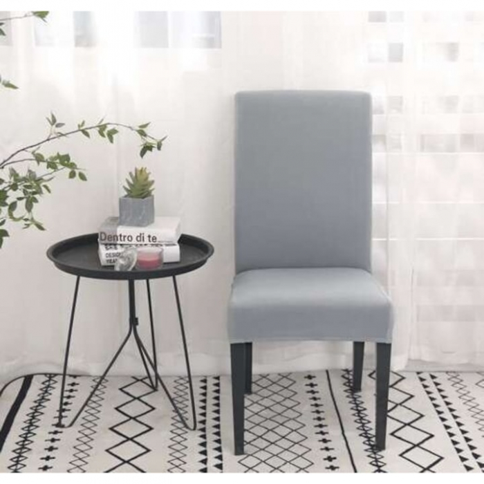 Husa pentru scaun VarioShop®, elastica universala, din catifea, gri [7]