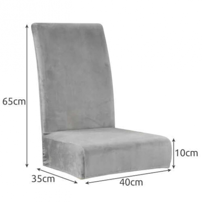 Husa pentru scaun VarioShop®, elastica universala, din catifea, gri [8]