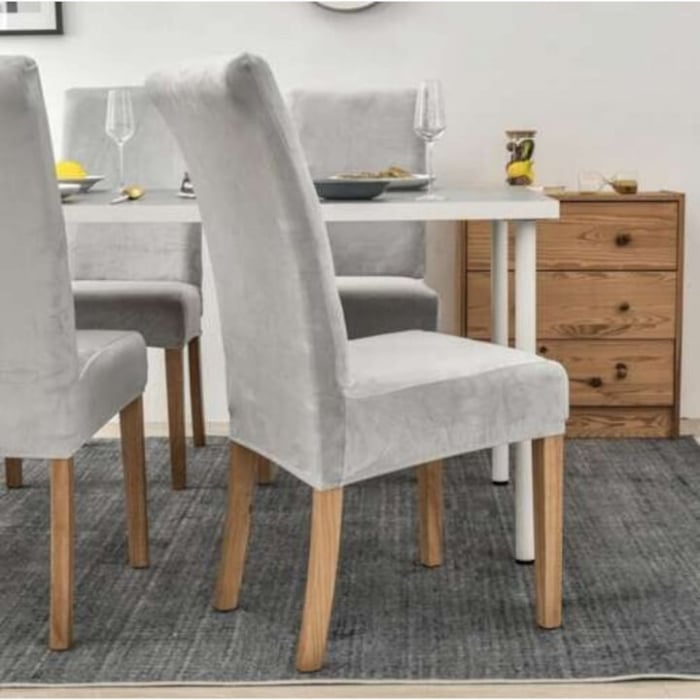 Husa pentru scaun VarioShop®, elastica universala, din catifea, gri [6]