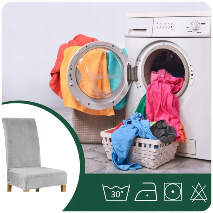Husa pentru scaun VarioShop®, protectie impotriva murdariei si zgarieturilor, velur, lavabil, 35 x 40 x 10 cm, inaltime spatar 65 cm, gri [8]