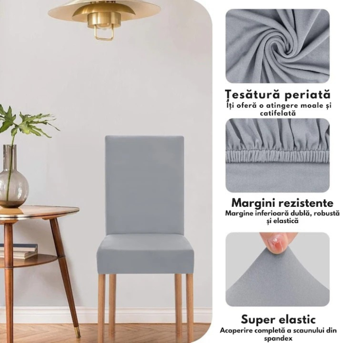Husa pentru scaun VarioShop®, protectie impotriva murdariei si zgarieturilor, velur, lavabil, 35 x 40 x 10 cm, inaltime spatar 65 cm, gri [2]