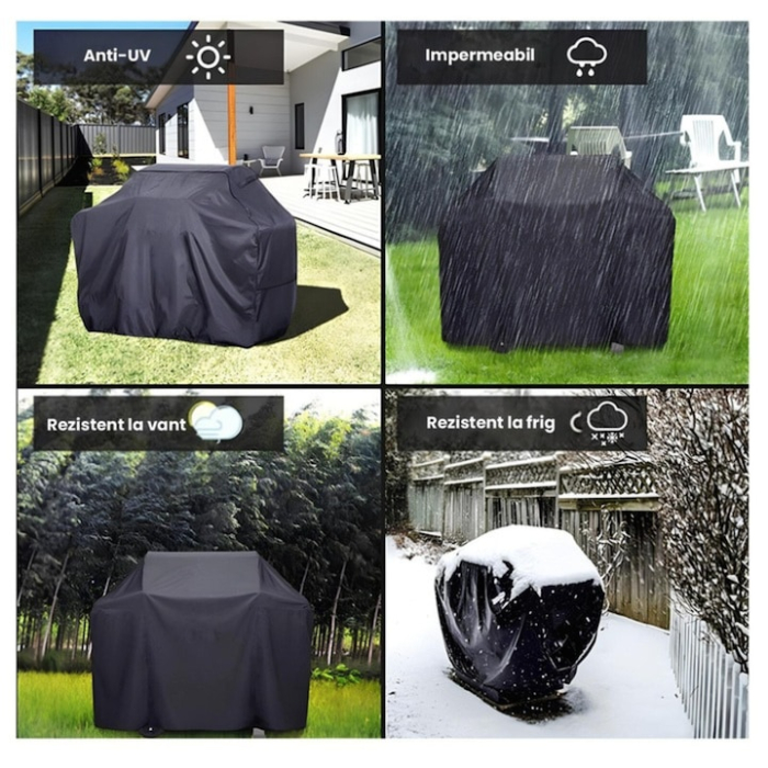 Husa protectie gratar VarioShop®, impermeabila, rezistenta la vant si ploaie, cu husa de transport, 145 x 117 x 61 cm, Negru [7]