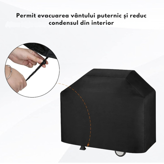 Husa protectie gratar VarioShop®, impermeabila, rezistenta la vant si ploaie, cu husa de transport, 250 x 120 cm, Negru [4]